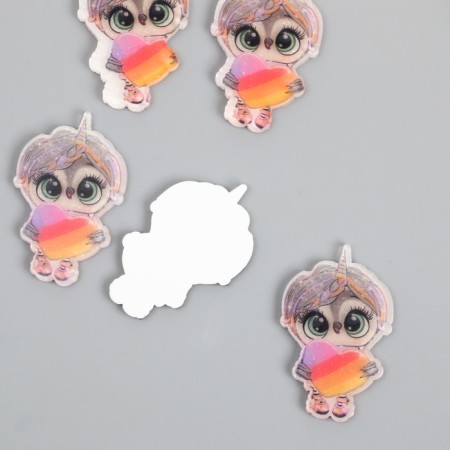 Acryl's work decor "Owl with heart" 2.3x3.7 cm