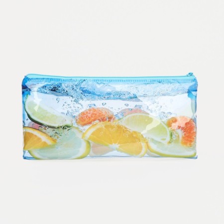 Cosmetic bag-penete on zipper, PVC, blue color-1