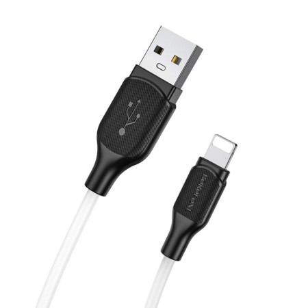 Cable Borofone BX42, Lightning - USB, 2.4 A, 1 m, tpe braid, white-1