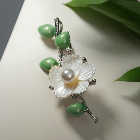 Book "Branch" flourishing, white-green color in silver