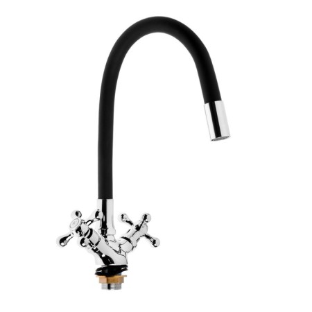 Kitchen intake Zein Z2104, two -wound, silicone spout, black/chromium-3