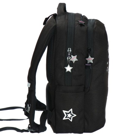School backpack, 39 x 26 x 17 cm, Grizzly, "starfall", ergonomic back, black-3