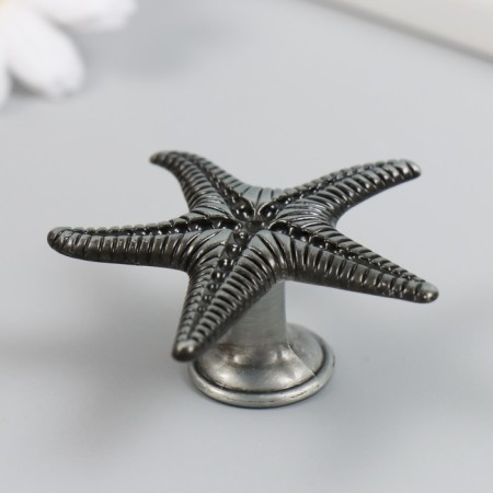 Handle for the casket metal "Sea star" aged silver 5.3x5.3x2.3 cm-1