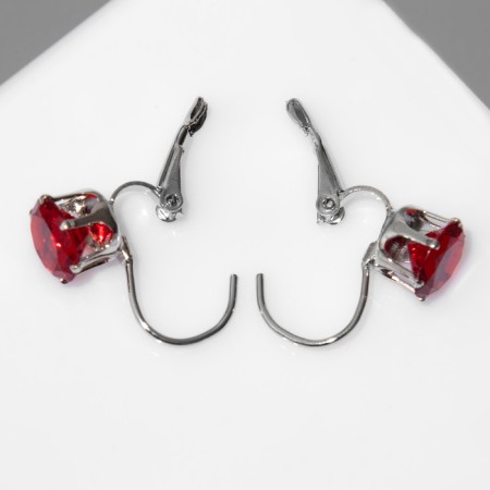 Earrings with “confetti” rhinestones Circle, Mix color in silver