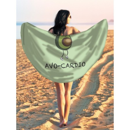 Pareo and beach rug "Sports Avocado", D = 150 cm