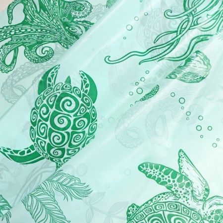 The bathroom curtain "Underwater World", 180 × 180 cm, green color-3