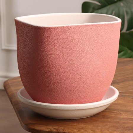 Flower pot "Square relief" Pink relief 6 l