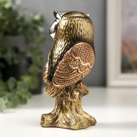 Souvenir Polystone "Wise owl Madeline" bronze with gold 14x6x5.5 cm-3