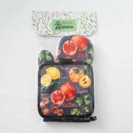 Kitchen set of the shade "Fruits", a severity of 17x17 cm, mitten 26x16 cm-3