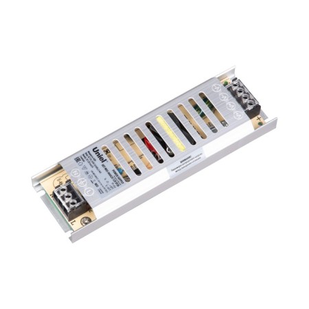 Uniel power supply, 60 watts, IP20, 12 V, 50-60 Hz, 5A, 2 outputs, metallic color