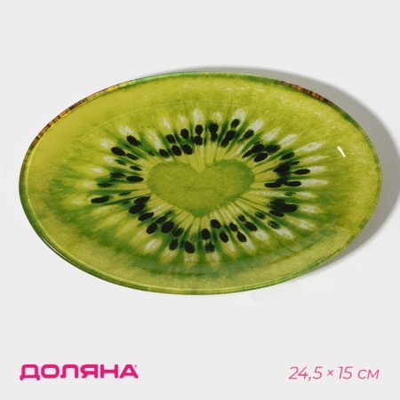 Glass Soldier Oval Dula "Romantic Kiwi", 24.5 × 15 cm, green color
