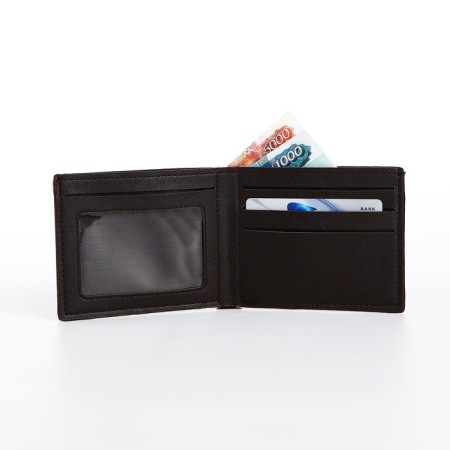 Male purse without fastener, department for maps, for bills, brown color-4