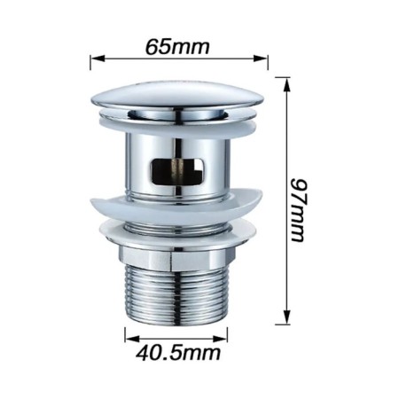 Bottom valve Ledeme L65-2, for a shell, with overflows, brass, chrome-1