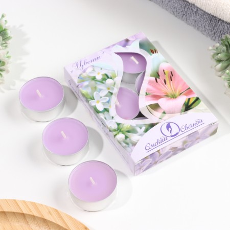 A set of tea candles aromatic "flowers", 3.8x1.6 cm, 3.5 hours, 12 g, 6 pieces