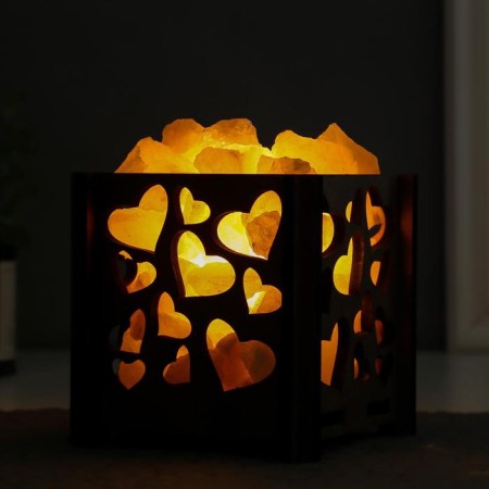 Salt lamp with Dimmer "Basket. Hearts" 1.8 kg, 15W, 15x12x12 cm-2
