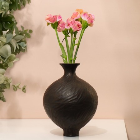 Vase for flowers decorative art color black 20 x 14 x 14 cm-2