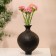Vase for flowers decorative art color black 20 x 14 x 14 cm