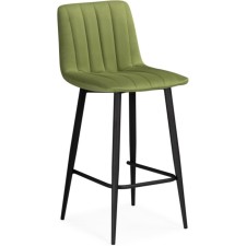 Stool Bar Dani Metal/velor, black/green 42x48x92 cm
