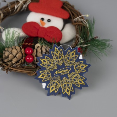 LED figure "Wreath with a snowman" 14 cm, plastic, batteries CR2032x2 (not in the kit), glow of multi-3