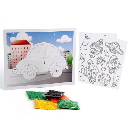 Set for creativity: EVA applique with crumbs and coloring - Stickers "Transport"