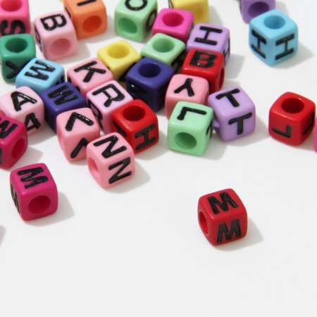 Acrylic bead "English letters" mix, cube 7 × 7 mm, set 10 g, color mix-1