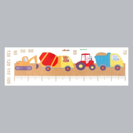 Stick plastic Interior color Rostomer "Animals. Construction equipment" 30x90 cm-1