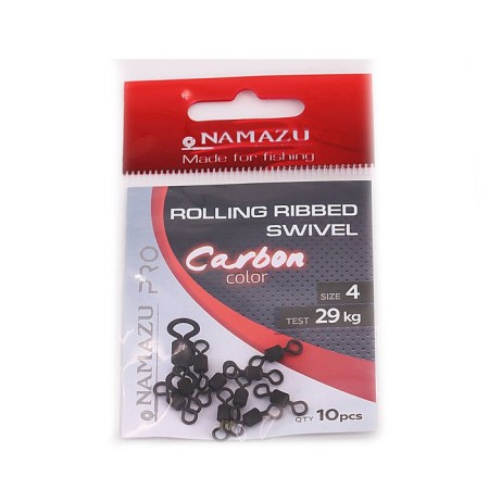The Namazu Pro Rolling Ribbed Swivel, Brass, Carbon, Test-29 kg, packaging 10 pcs.