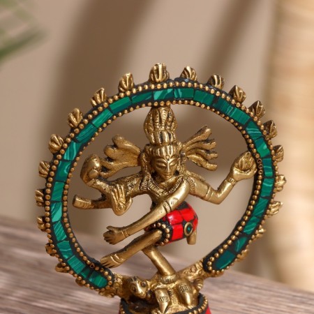Souvenir "Nataraj" brass, stone 10 cm-1