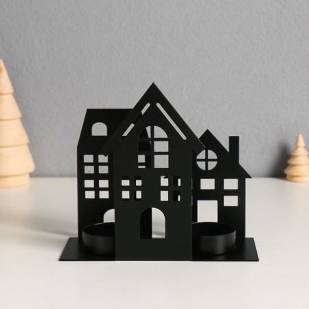 Summary metal for 2 candles "houses" d = 4 cm 14.5x6x13 cm-4