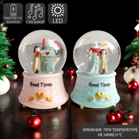 Souvenir Polystone Water Ball Light, Music "Bear and Girl" MIX 12x8x8 cm