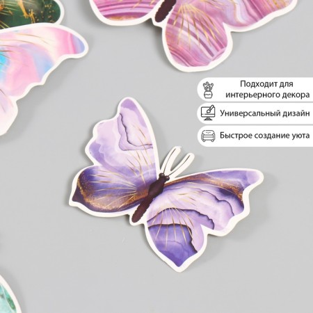 Butterflies cardboard "marble with gold" set 12 pcs h = 4-10 cm-1