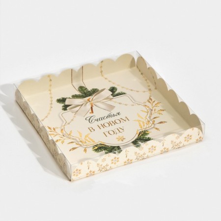 Box for confectionery with PVC lid "elegant", 21 x 21 x 3 cm, new year-2