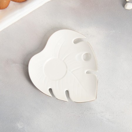 Tea couple ceramic "White Monster", a mug of 100 ml, a saucer 15x14 cm, white color-6