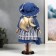 Doll Collectible Ceramics "Stasya in a blue striped dress and blue jacket" 40 cm