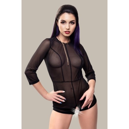 Erotic overalls Waname Preciosity with sleeves ¾ black (42-44)