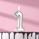 Candle in the Cake "European", number "1", 6 cm, silver