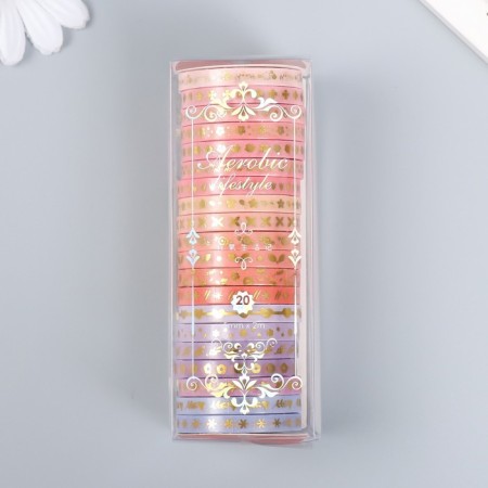 Adhesive tape Paper "Flowering Sakura" set 20 pcs width. 0.5 cm dl. 2 m 4x10 cm-4