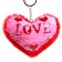 Soft toy "heart" with sequins, on a key fob, 10 cm, red-pink color