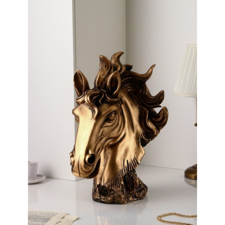 Figure "Horse head", polystone, 51 cm, color gold