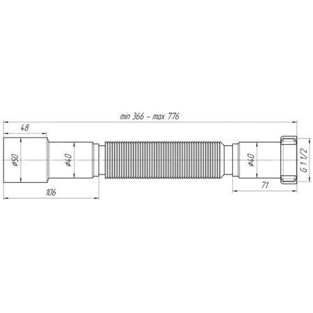 Hofrosif "Ani Plast" K106, 1 1/2 "x 40/50 mm, without release, l = 366-776 mm-1