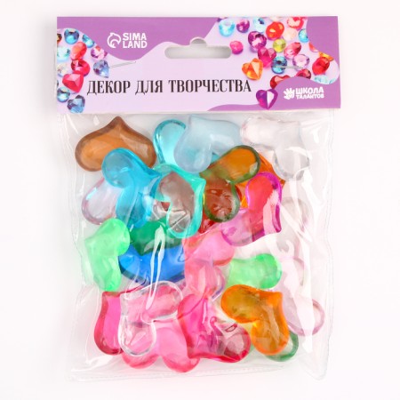 Plastic decorative hearts, set 25 pcs., Size 1 pc. - 3 × 3.5 cm, color mix-1