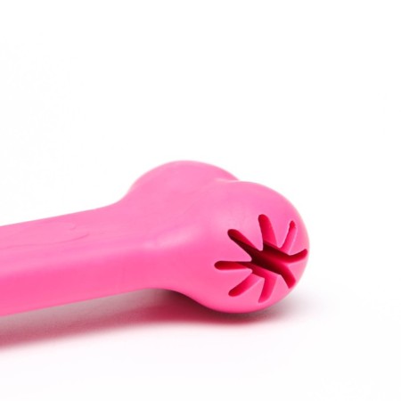 Chewing toy "Tasty bone" with holes for treats, TPR, 11 cm, pink-3