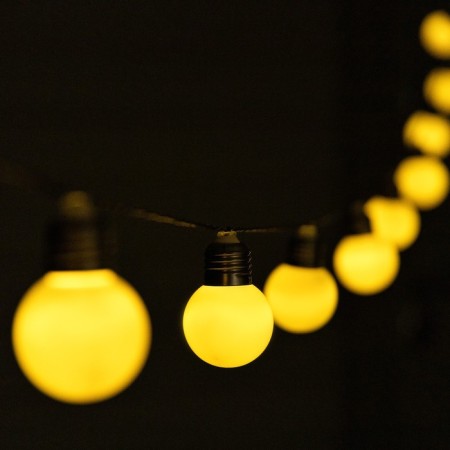 Garland “thread” 2.7 m with nozzles “white balls”, ip44, dark thread, 10 LED, glow warm white, 8 modes, solar battery-3