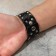 Bracelet skin "minimal" weaving, black color with silver, 23 cm