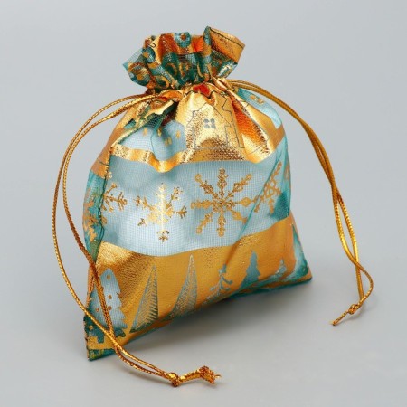 Bag Gift Organza "Golden Snowflakes", 10 x 12 cm +/- 1.5 cm, New Year-2