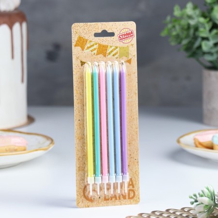 Candles in the cocktail cake "Happy birthday", 6 pcs, 13 cm, high-1