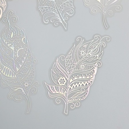 Stickers for creativity "Holography. Feathers" d = 10 cm set 10 pcs 0.2x14x11 cm-1
