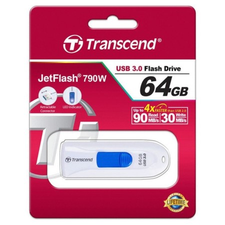 TRANSCEEND 64GB Jetflash 790 TS64GJF790W USB3.0 White flash drive-1