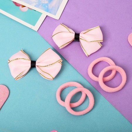 Hair Sofia "Sofia" (4 elastic bands, 2 clamps) Bow Brill, pink-1
