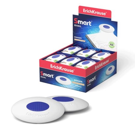 ERICHKRAUSE SMART & Soft Eraser with centering, ellipsoid, medium stiffness, from hypoallergenic material of thermoplastic rubber (TPR) with reduced crumb formation (DUST FREE)